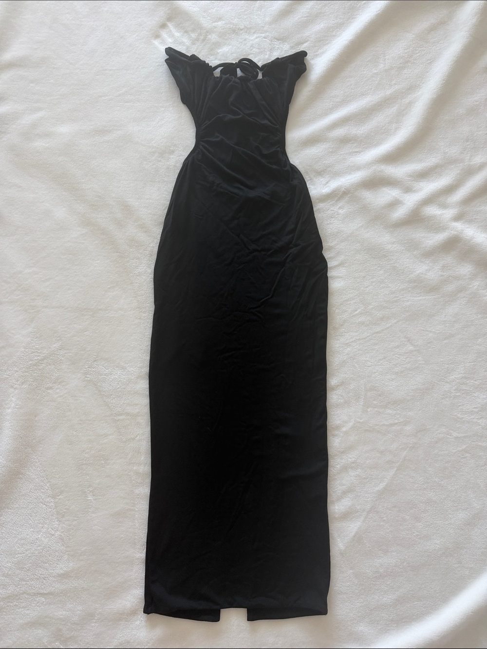 OH POLLY Backless Cut Out Midi Dress in Black
